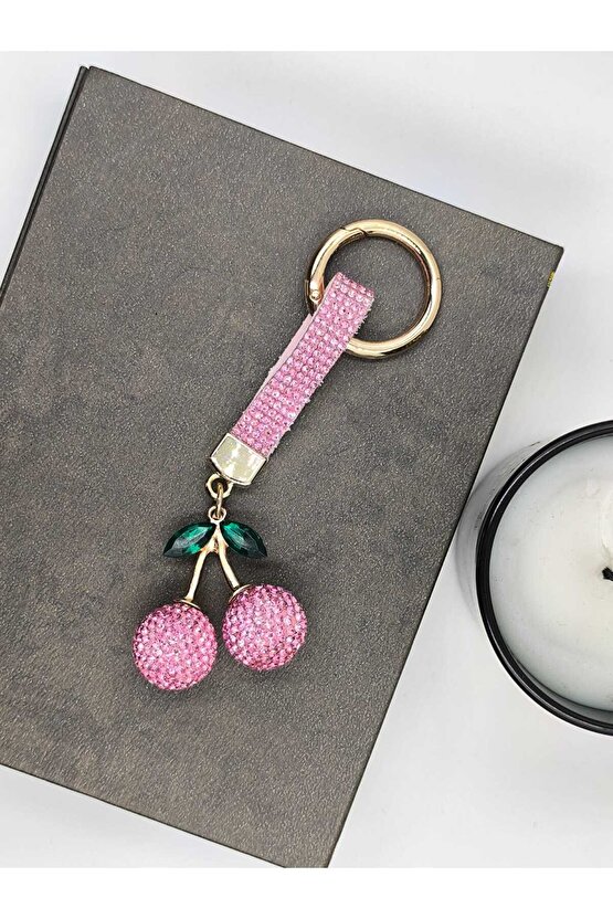Zirkon Taşlı Kiraz Anahtarlık