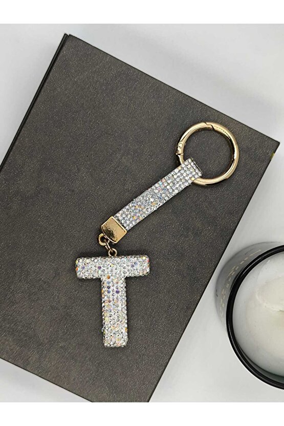 Zirkon Taşlı Charmlı Harf Anahtarlık