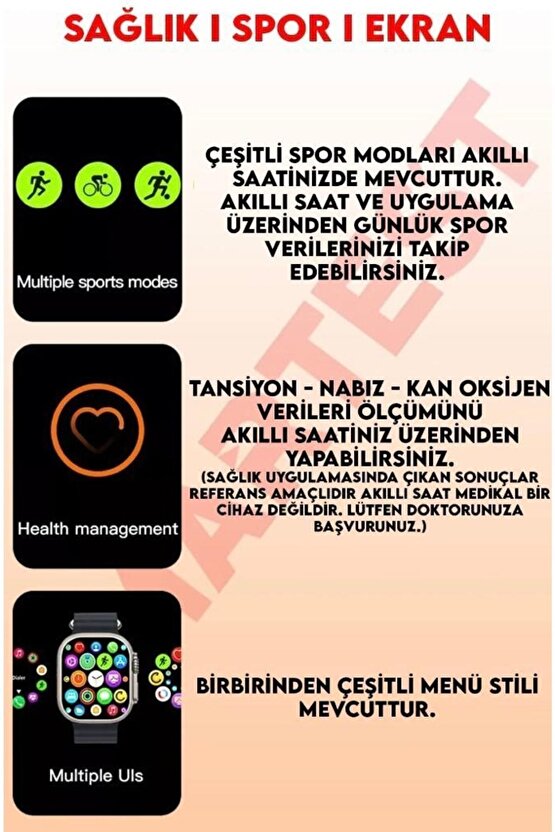 Watch 8 T800 Ultra Akıllı Saat Ios Andorid Destekli Arama Özeliği Sensörlü Lcd Ekran 3tuş