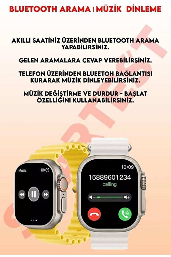 Watch 8 T800 Ultra Akıllı Saat Ios Andorid Destekli Arama Özeliği Sensörlü Lcd Ekran 3tuş