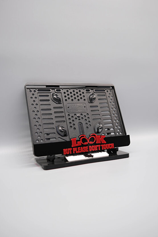 LOOK PLEASE DONT TOUCH YAZILI 3D KABARTMALI KIRIMIZI PLEKSİ MOTOR PLAKALIĞI