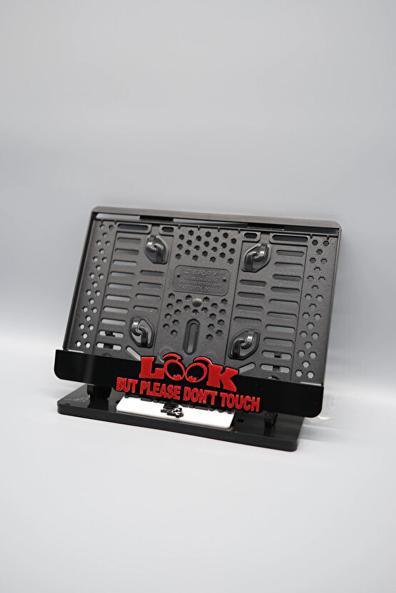 LOOK PLEASE DONT TOUCH YAZILI 3D KABARTMALI KIRIMIZI PLEKSİ MOTOR PLAKALIĞI