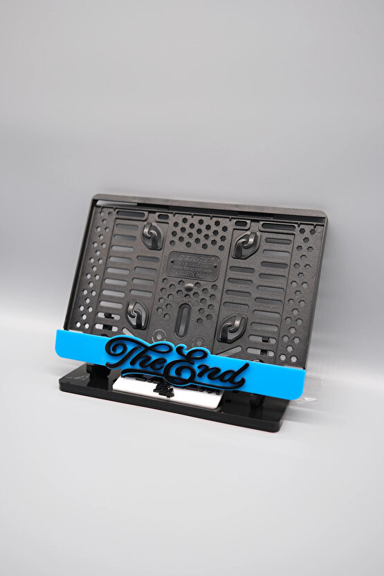 THE END YAZILI 3D KABARTMALI PLEKSİ MAVİ MOTOR PLAKALIĞI