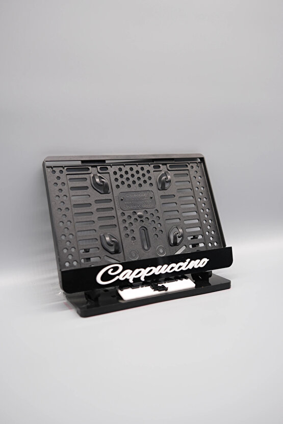 CAPPUCINO 3D KABARTMALI SİYAH PLEKSİ MOTOR PLAKALIĞI