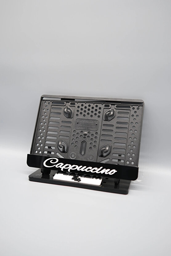 CAPPUCINO 3D KABARTMALI SİYAH PLEKSİ MOTOR PLAKALIĞI