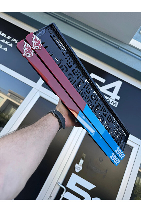 BORDO MAVİ TARAFTAR 3D KABARTMALI PLEKSİ ARABA PLAKALIĞI