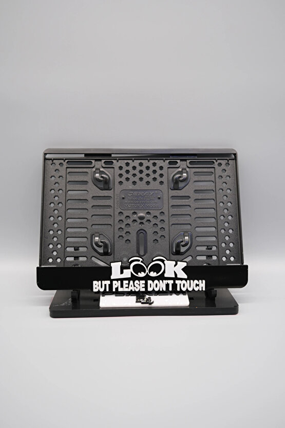 LOOK PLEASE DONT TOUCH 3D KABARTMALI BEYAZ PLEKSİ MOTOR PLAKALIĞI