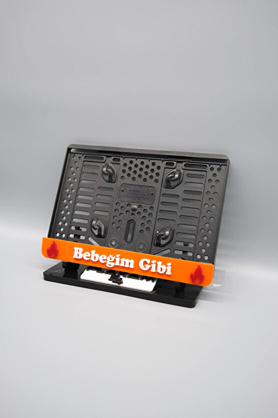 BEBEĞİM GİBİ 3D KABARTMALI TURUNCU PLEKSİ MOTOR PLAKALIĞI