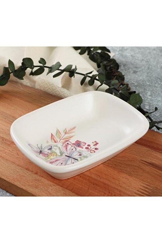 Dikdörtgen 13 cm Kayık Tabak Mat Beyaz 022