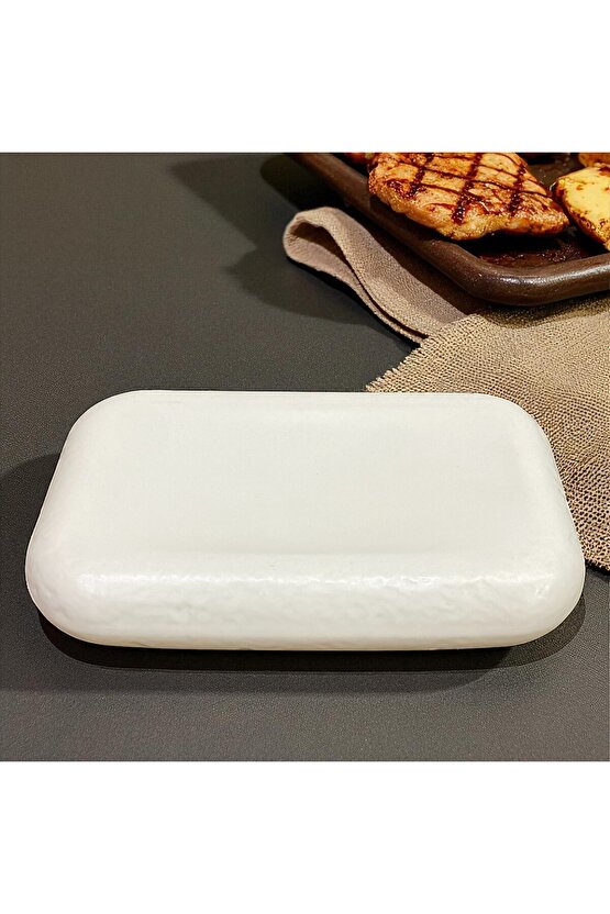 Plume Porselen 27cm Dikdörtgen Düz Servis Sunum Tabağı