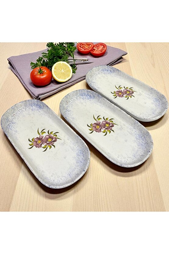 Polya Noyan Kayık Salata Tabağı 26cm 3 Adet