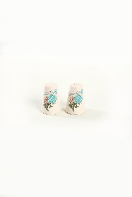 Turkuaz Gül Tuzluk 8 Cm 2 Parça