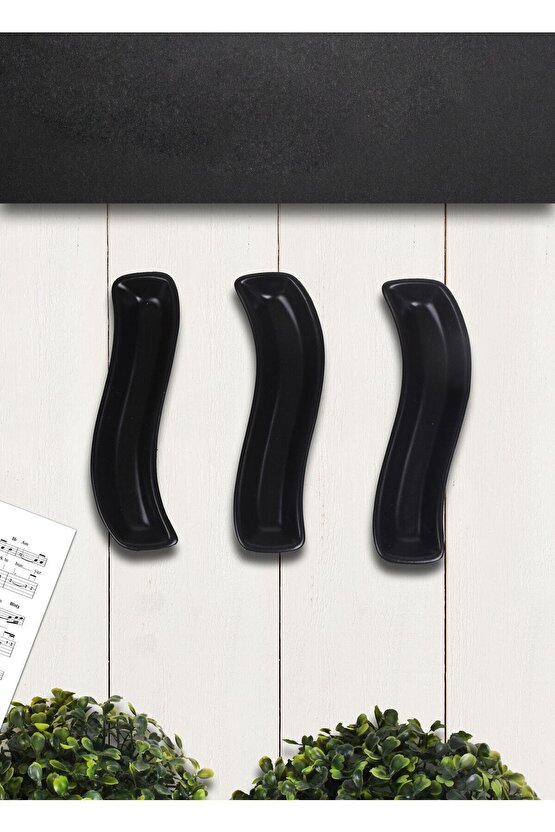 Mat Siyah İvory Zeytinlik 18 Cm 3 Adet