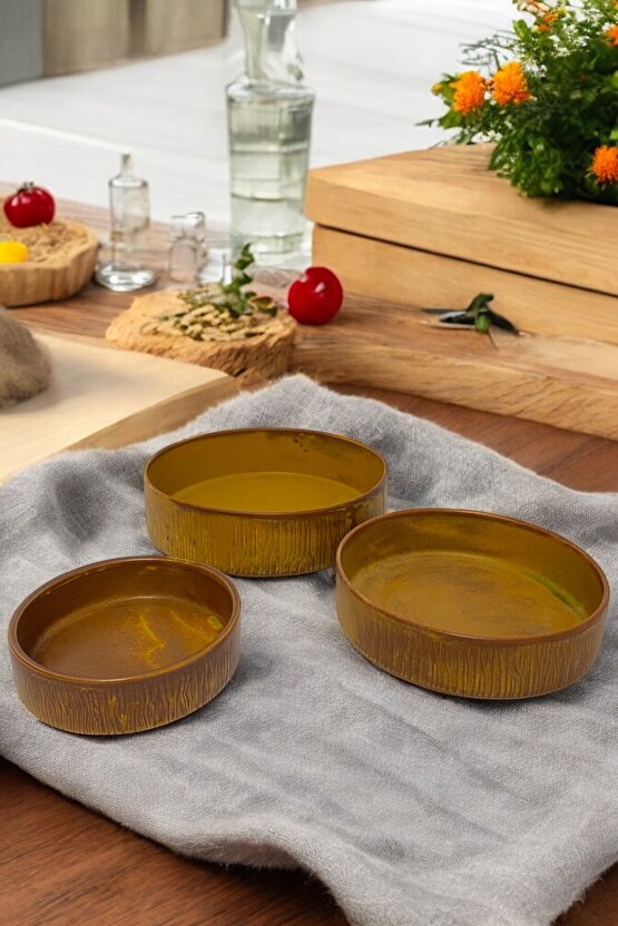 Wavy 3lü 21-17-13cm Porselen Kase