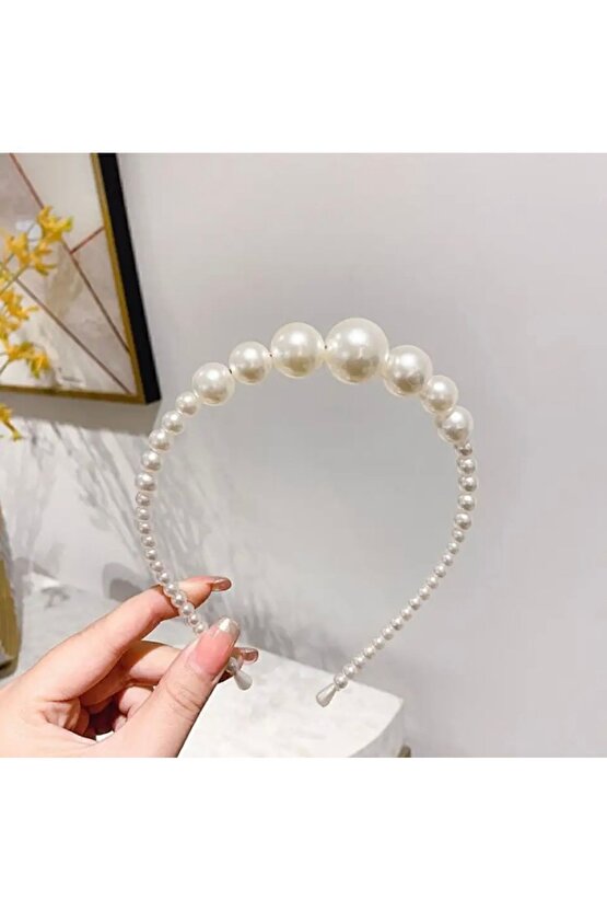 Kadın Incili Taç Gelin Tacı Nişan Düğün Duvak Saç Aksesuarı Özel Gün Saç Taç