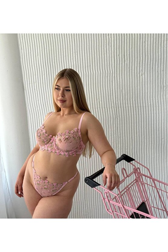 Büyük Beden C kup Brode Sütyen Takımı