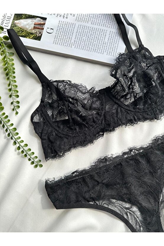 Dantel Balenli Sütyen Tanga Takım