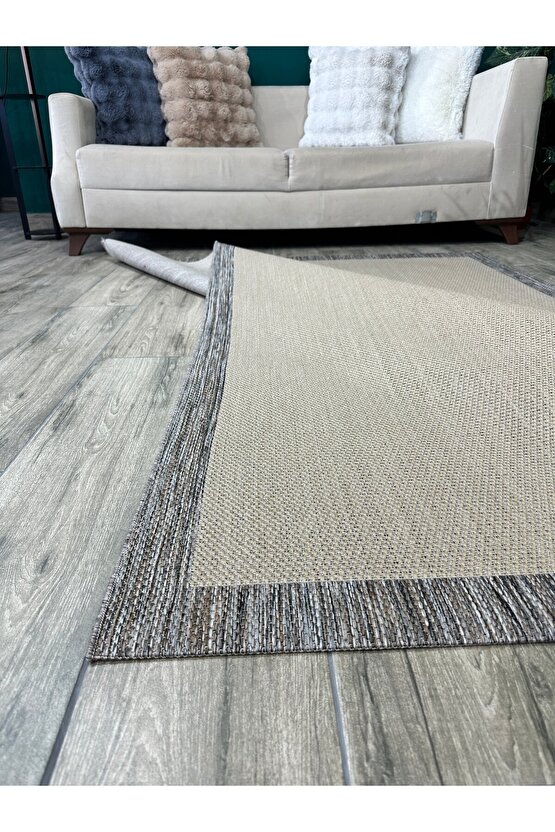 Kolay Temizlenen Yıkanabilir Kaymaz Dokuma Taban Bordürlü Sisal Halı