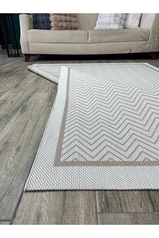 Kolay Temizlenen Yıkanabilir Kaymaz Dokuma Taban Bordürlü Sisal Halı