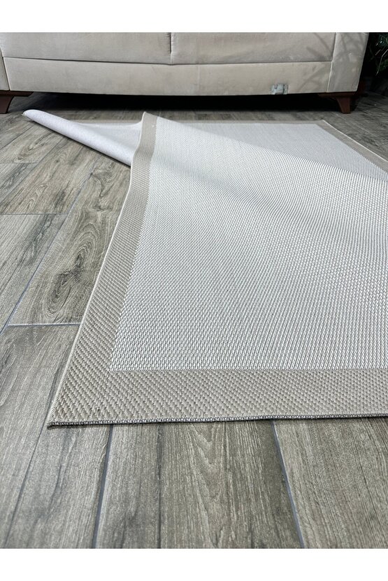 Kolay Temizlenen Yıkanabilir Kaymaz Dokuma Taban Bordürlü Sisal Halı