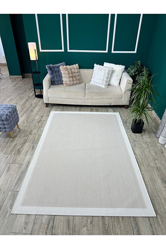 Kolay Temizlenen Yıkanabilir Kaymaz Dokuma Taban Bordürlü Sisal Halı