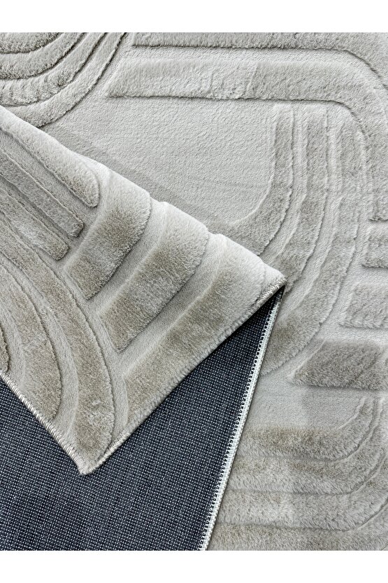 Modern Yumuşak Dokulu Tüy Dökmez Yıkanabilir Tavşan Tüyü Peluş Halı Vizon