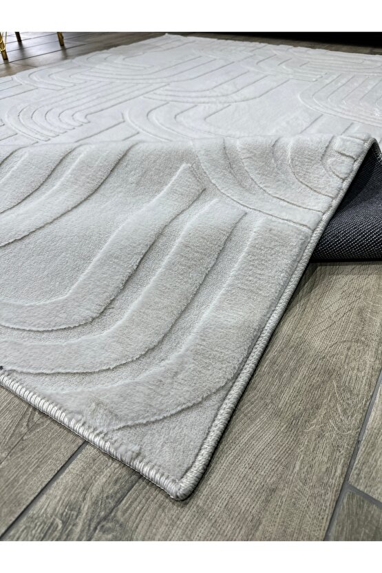 Modern Yumuşak Dokulu Tüy Dökmez Yıkanabilir Tavşan Tüyü Peluş Halı Taş