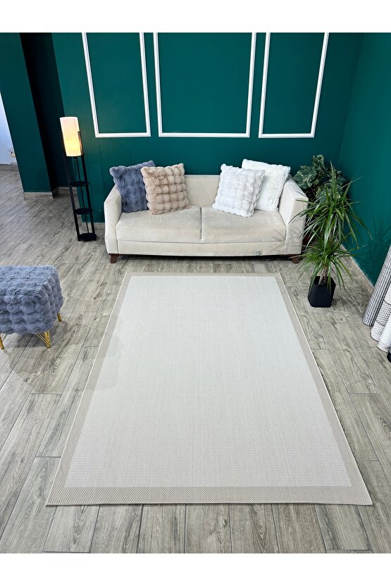 Kolay Temizlenen Yıkanabilir Kaymaz Dokuma Taban Bordürlü Sisal Halı