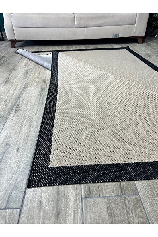 Kolay Temizlenen Yıkanabilir Kaymaz Dokuma Taban Bordürlü Sisal Halı