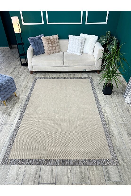 Kolay Temizlenen Yıkanabilir Kaymaz Dokuma Taban Bordürlü Sisal Halı