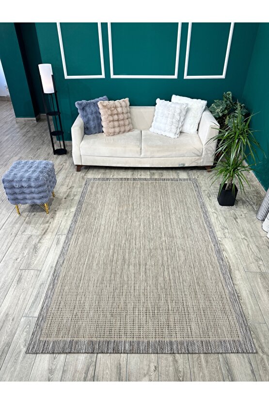 Kolay Temizlenen Yıkanabilir Kaymaz Dokuma Taban Bordürlü Sisal Halı