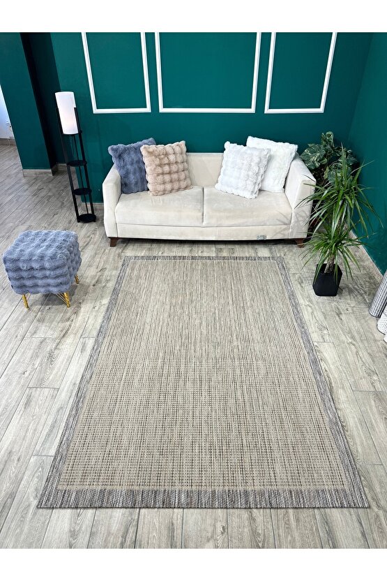 Kolay Temizlenen Yıkanabilir Kaymaz Dokuma Taban Bordürlü Sisal Halı