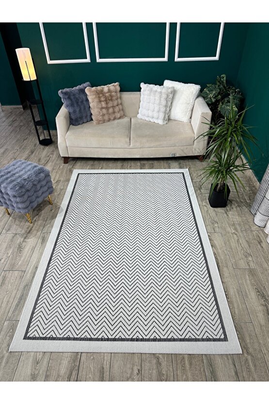 Kolay Temizlenen Yıkanabilir Kaymaz Dokuma Taban Bordürlü Sisal Halı