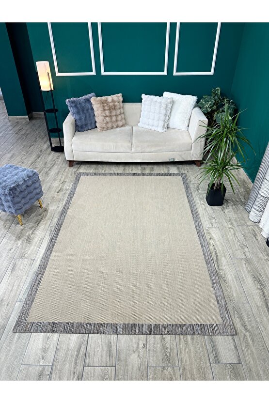 Kolay Temizlenen Yıkanabilir Kaymaz Dokuma Taban Bordürlü Sisal Halı