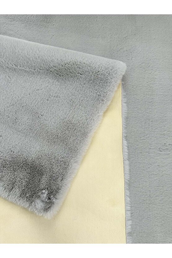 Modern Tavşan Tüyü Yumuşacık Tüy Dökmez Peluş Halı Gri