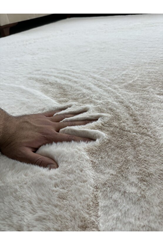 Modern Tavşan Tüyü Yumuşacık Tüy Dökmez Peluş Halı Taş