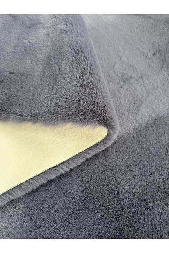 Modern Tavşan Tüyü Yumuşacık Tüy Dökmez Peluş Halı Antrasit