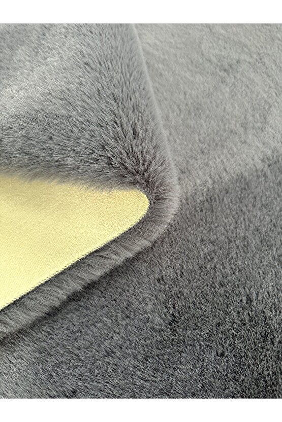 Modern Tavşan Tüyü Yumuşacık Tüy Dökmez Peluş Halı Antrasit