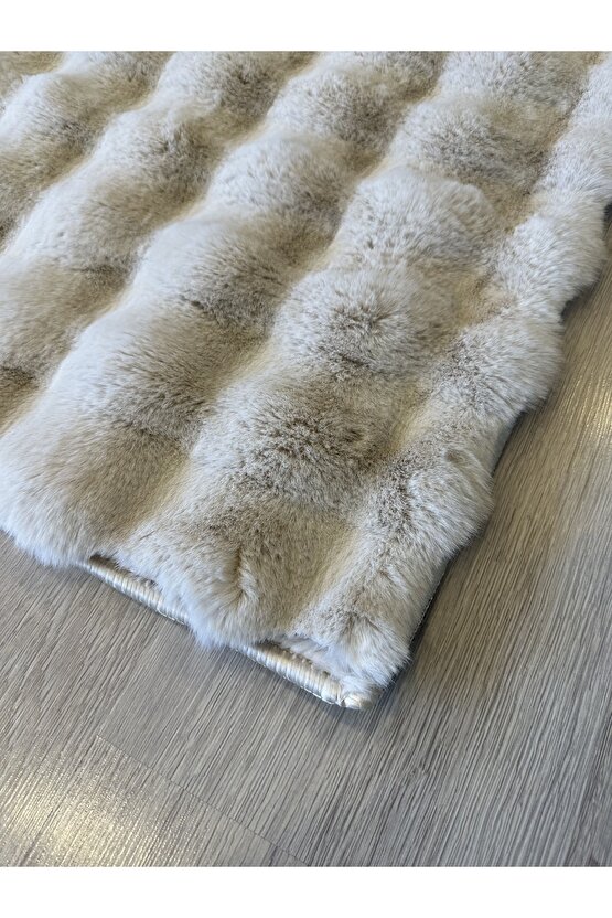 Yumuşak Dokulu Tavşan Tüyü Peluş Yıkanabilir Kaymaz Taban Salon Halısı Çocuk Halısı Taş