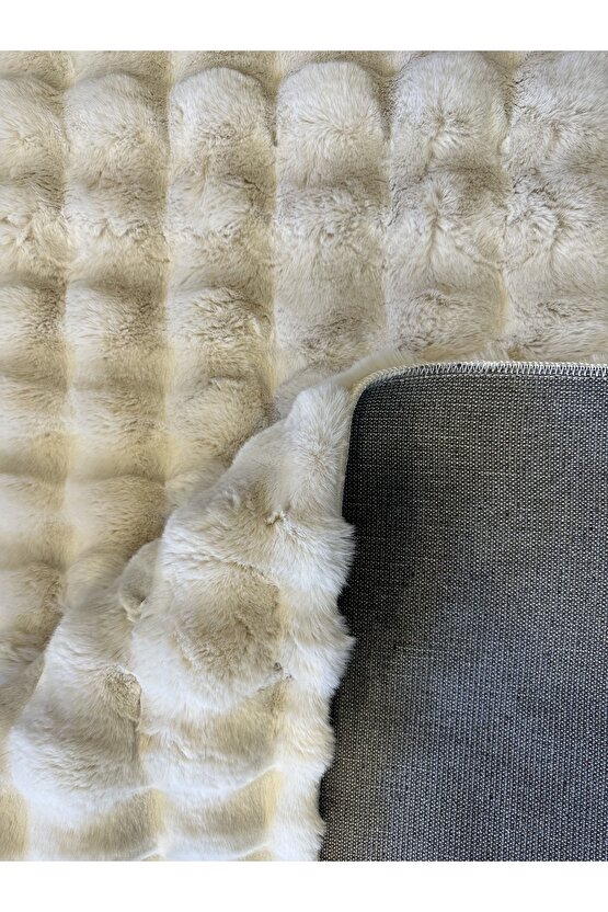 Yumuşak Dokulu Tavşan Tüyü Peluş Yıkanabilir Kaymaz Taban Salon Halısı Çocuk Halısı Taş