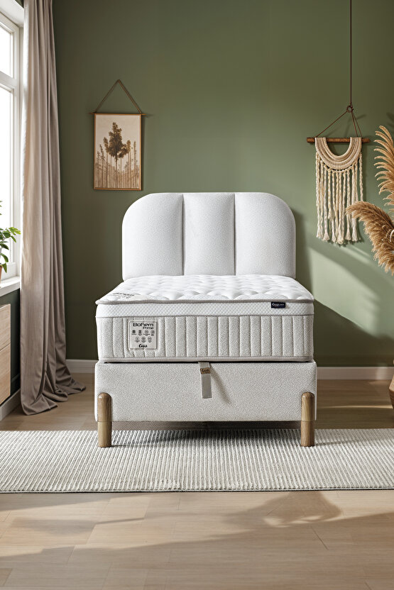 Bohem Prime Tek Kişilik Uyku Seti – Pocket Yaylı Yatak, Sandıklı Baza, Başlık 3 lü Set