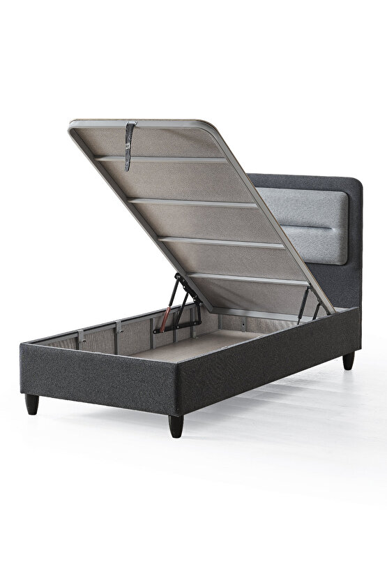 Gisele Tek Kişilik Sandıklı Baza + Full Ortopedik Pedli Yatak + Başlık 3 lü Set