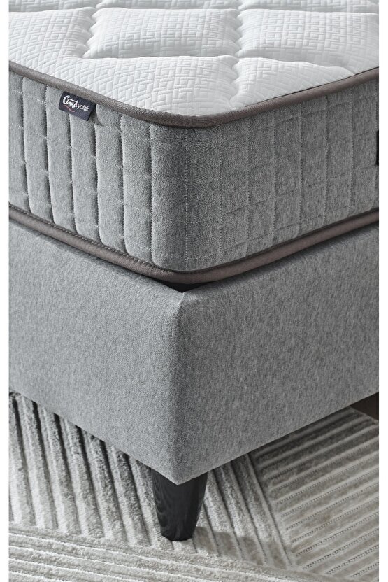 Menekşe Modeli Tek Kişilik Antibakteriyel Full Ortopedik Yatak, Baza ve Başlık 3 lü Set