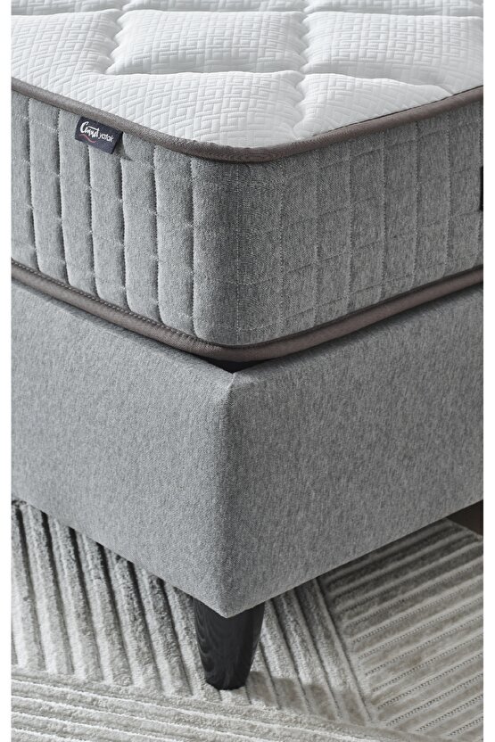 Menekşe Modeli Tek Kişilik Antibakteriyel Full Ortopedik Yatak, Baza ve Başlık 3 lü Set