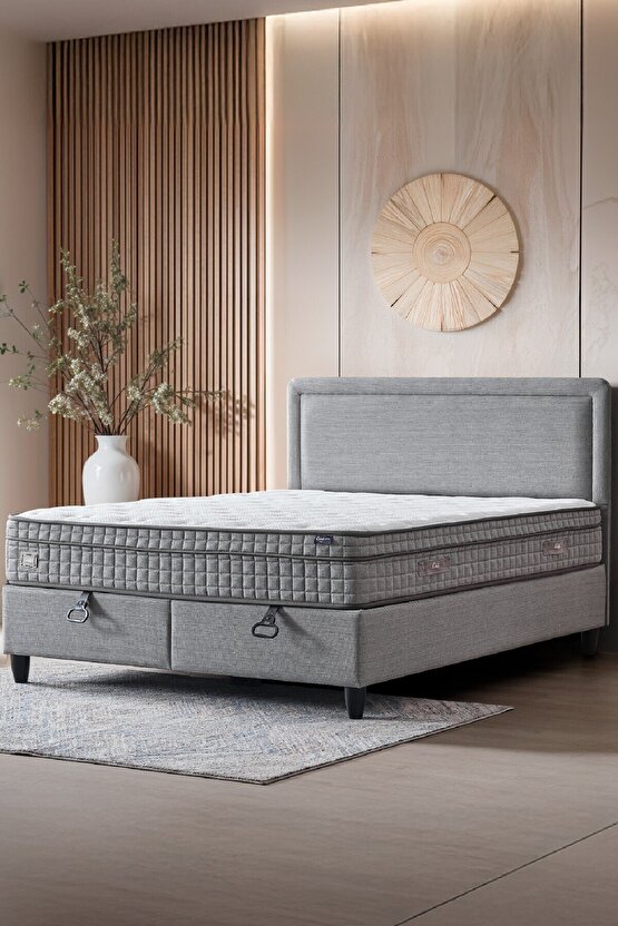 Melisa Çift Kişilik Sandıklı Baza + Full Ortopedik Antibakteriyel Paket Yaylı Visco Yatak + Başlık 3