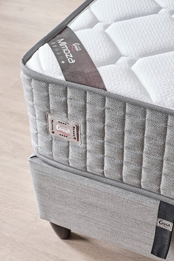 Mimoza Modeli Çift Kişilik Full Ortopedik Yataklı Sandıklı Baza ve Başlık Takımı 3 lü Set