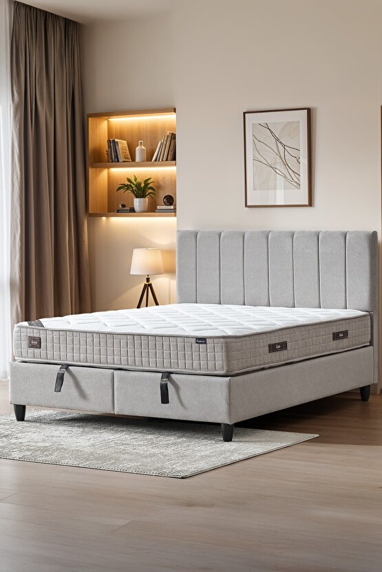 Manolya Çift Kişilik Full Ortopedik Antibakteriyel Yatak + Sandıklı Baza + Başlık 3 lü Set