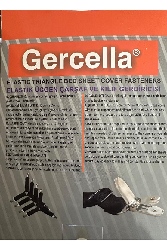 Elastik Üçgen Çarşaf Ve Örtü Gerdiricisi ve çarşaf tutucusu Kısa Tip Beyaz