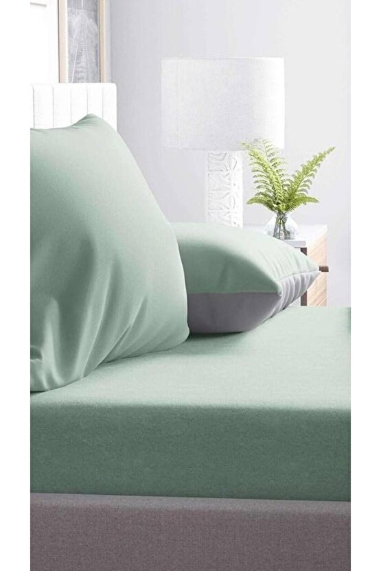 %100 Cotton (PAMUK) 150x240 Cm Tek Kişilik Açık Petrol Düz Çarşaf