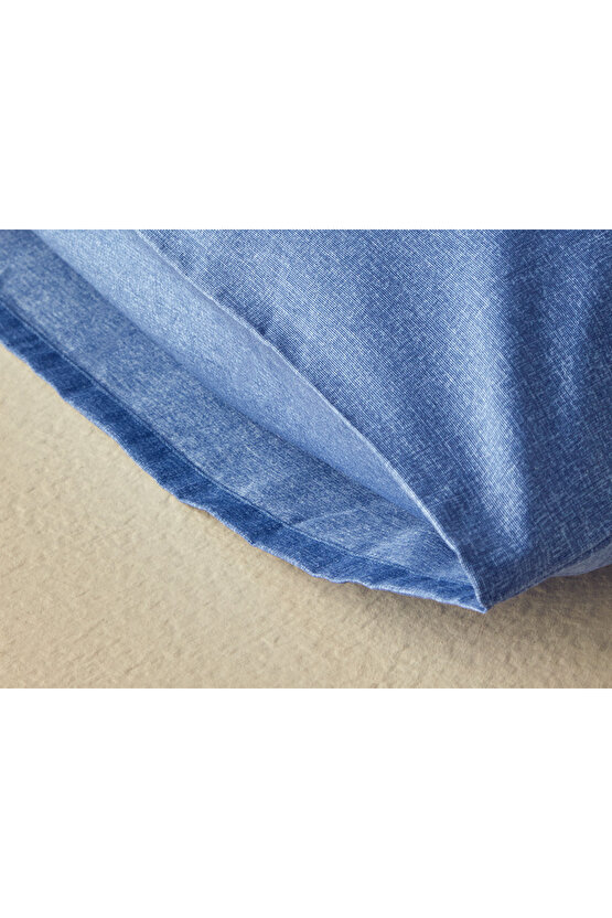 Textured Plain Kolay Ütülenir 2li Yastık Kılıfı 50x70 Cm Mavi